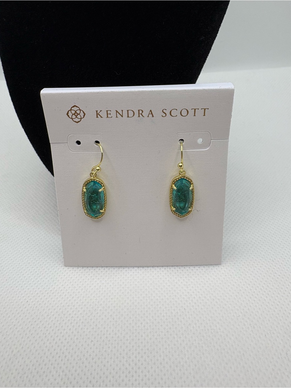 Kendra Scott Gold-Plated Teal Green Glass Drop Earrings